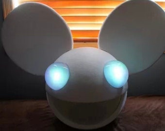 Deadmau5 head color white with lights and wireless remote control Halloween costume