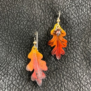 Oak Leaf & Acorn Earrings Yellow, Orange, Red, and Burgundy image 3