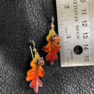 Oak Leaf & Acorn Earrings Yellow, Orange, Red, and Burgundy image 4
