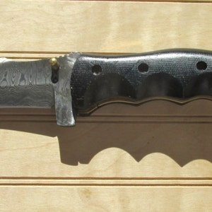 Warren Custom Made Damascus Folding Camp Knife, FINGER FLIPPER, Pocket Clip, Red And Black Micarta Handle