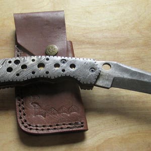 Damascus Steel Folding Knife, Modified Tanto Blade, Damascus Handle, Liner Locking , AW17-3