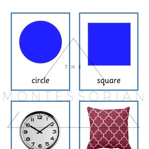 Geometric Plane Figures Three Part Cards for Educational Matching PDF Digital File