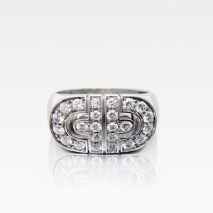 Authentic Bvlgari Parentesi Diamond Full Pave 18K White Gold Ring