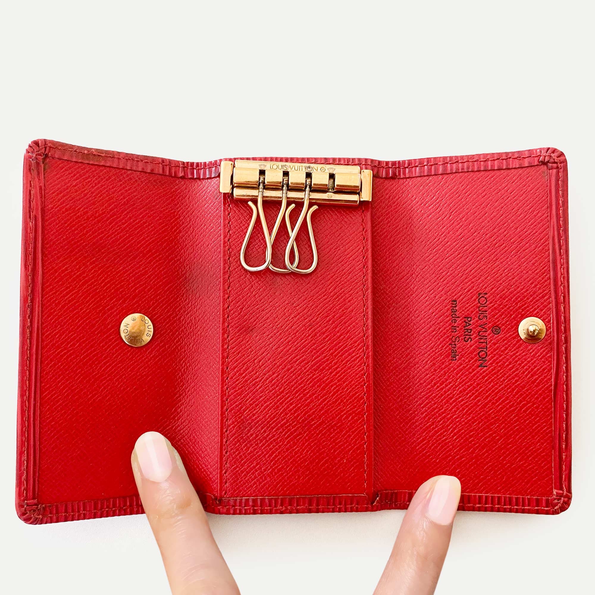 Authentic LOUIS VUITTON Red Epi Leather Key Holder 