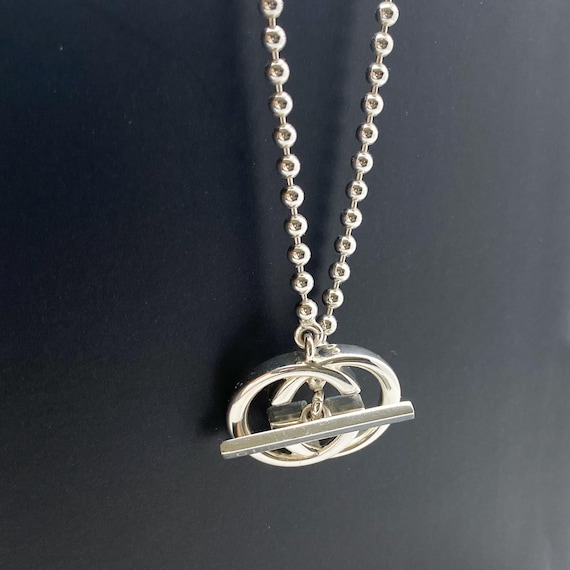 Authentic GUCCI Silver 925 Interlocking G Toggle … - image 5