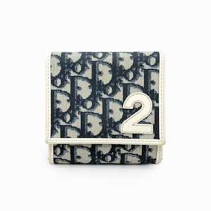 Authentic Christian Dior Trotter Oblique Diorissimo Small Wallet - Navy Blue