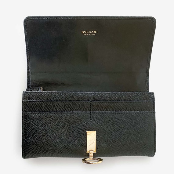 Authentic BVLGARI Black Leather Long Flap Wallet - image 7