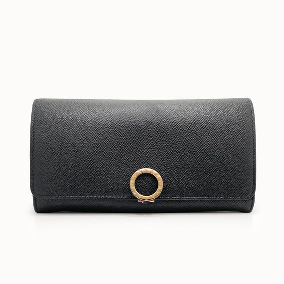 Authentic BVLGARI Black Leather Long Flap Wallet - image 1