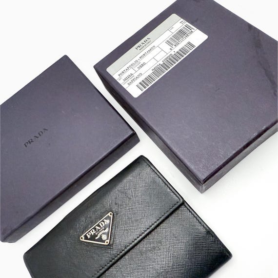 Authentic PRADA Triangle Logo Black Saffiano Comp… - image 5