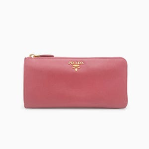 Authentic PRADA Saffiano Zip Around Long Wallet - Pink