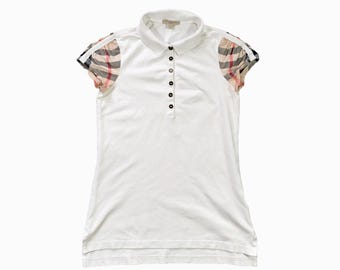 Authentic BURBERRY Nova Check White Cotton Shirt for Women XS Size 0, Junior