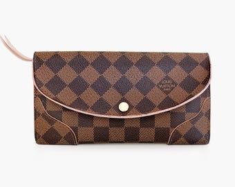 Authentic LOUIS VUITTON Damier Ebene Caissa Round Envelope Long Wallet
