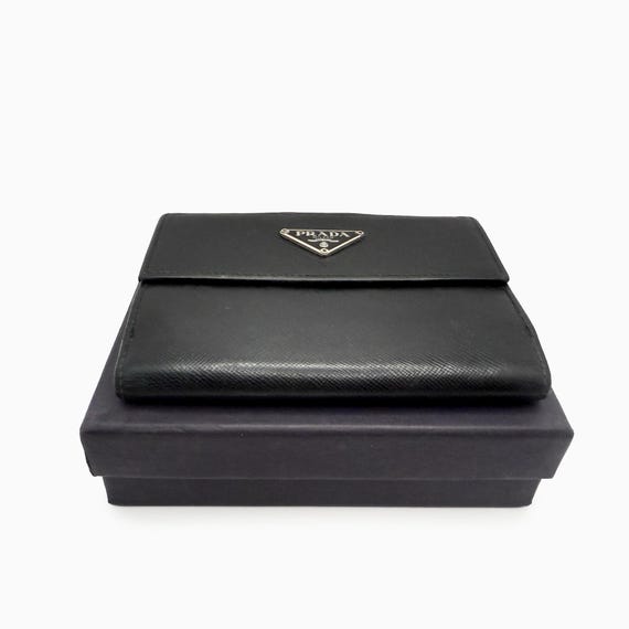 Authentic PRADA Triangle Logo Black Saffiano Comp… - image 3
