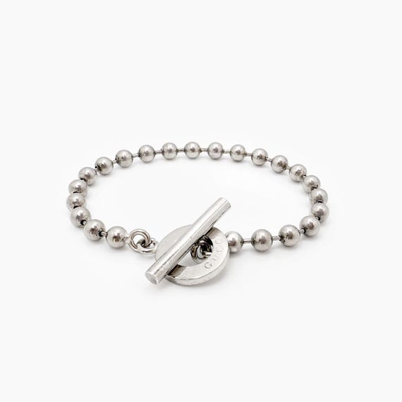 Authentic GUCCI Silver Ball Chain Toggle Clasp Br… - image 1