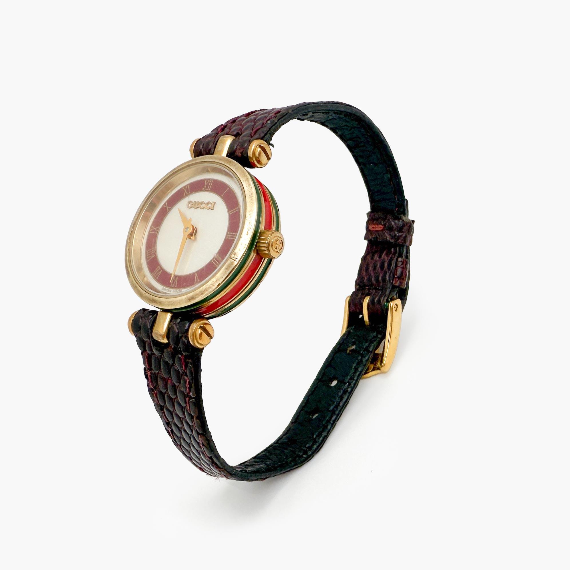 時計 OLD GUCCI leather belt watch Vintage Gucci Watch With Leather Strap - Etsy