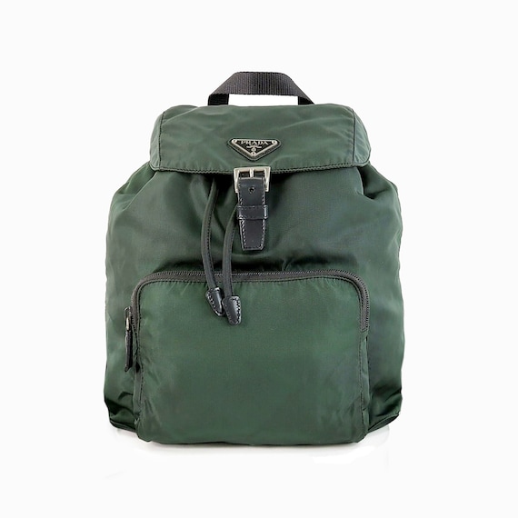 Authentic PRADA Green and Blank Nylon Backpack