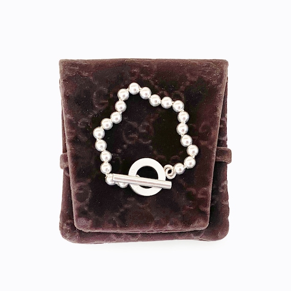 Authentic GUCCI Silver Ball Chain Toggle Clasp Br… - image 9