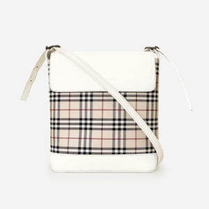 Authentic Burberry Vintage Check Leather-Trimmed  Crossbody Bag