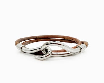 HERMES Sterling Silver Galop Cuff Bracelet Large Model Size Small