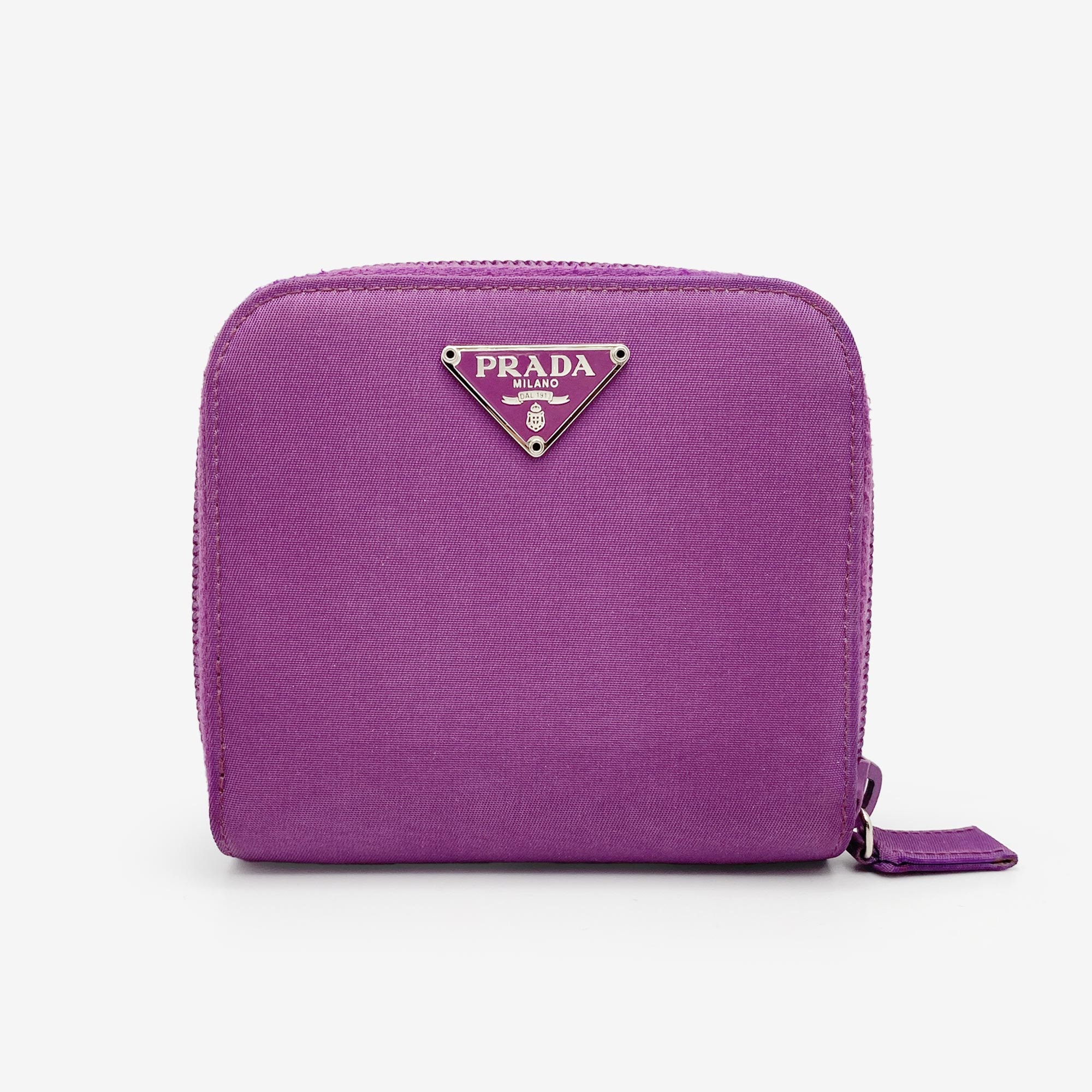 Prada Mauve Saffiano Leather Zip Around Women's Wallets