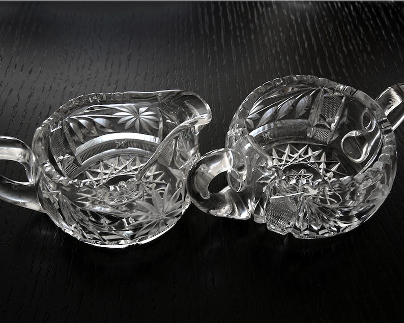 Antique ABP Cut Glass Crystal Sugar Bowl And Creamer American Etsy