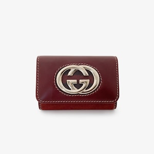 Authentic GUCCI Interlocking G Logo Leather Key Case, 6 Key Holder