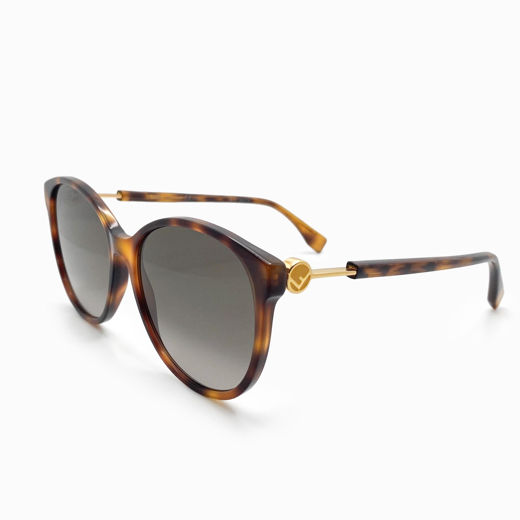 Fendi Brown Gradient Cat-Eye Sunglasses with Turquoise and White Temple Tips Authentic FENDI F is Fendi Gradient Cat Eye Brown Sunglasses  main image 3