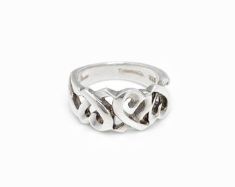 Authentic Tiffany & Co. Silver 925 Triple Loving Heart Ring - Size 5.5