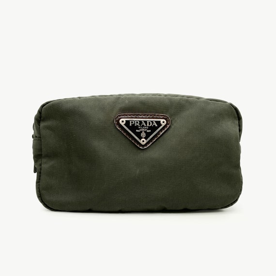 Prada Nylon Triangle Cosmetic Bag in Green