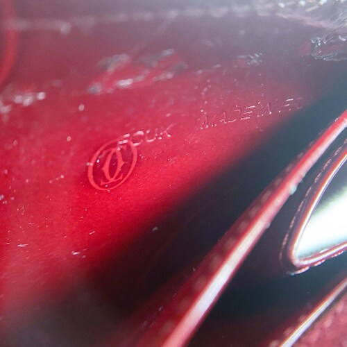 Cartier Bordeaux Happy Birthday Patent Leather Zippy Zip Around Long shops Wallet