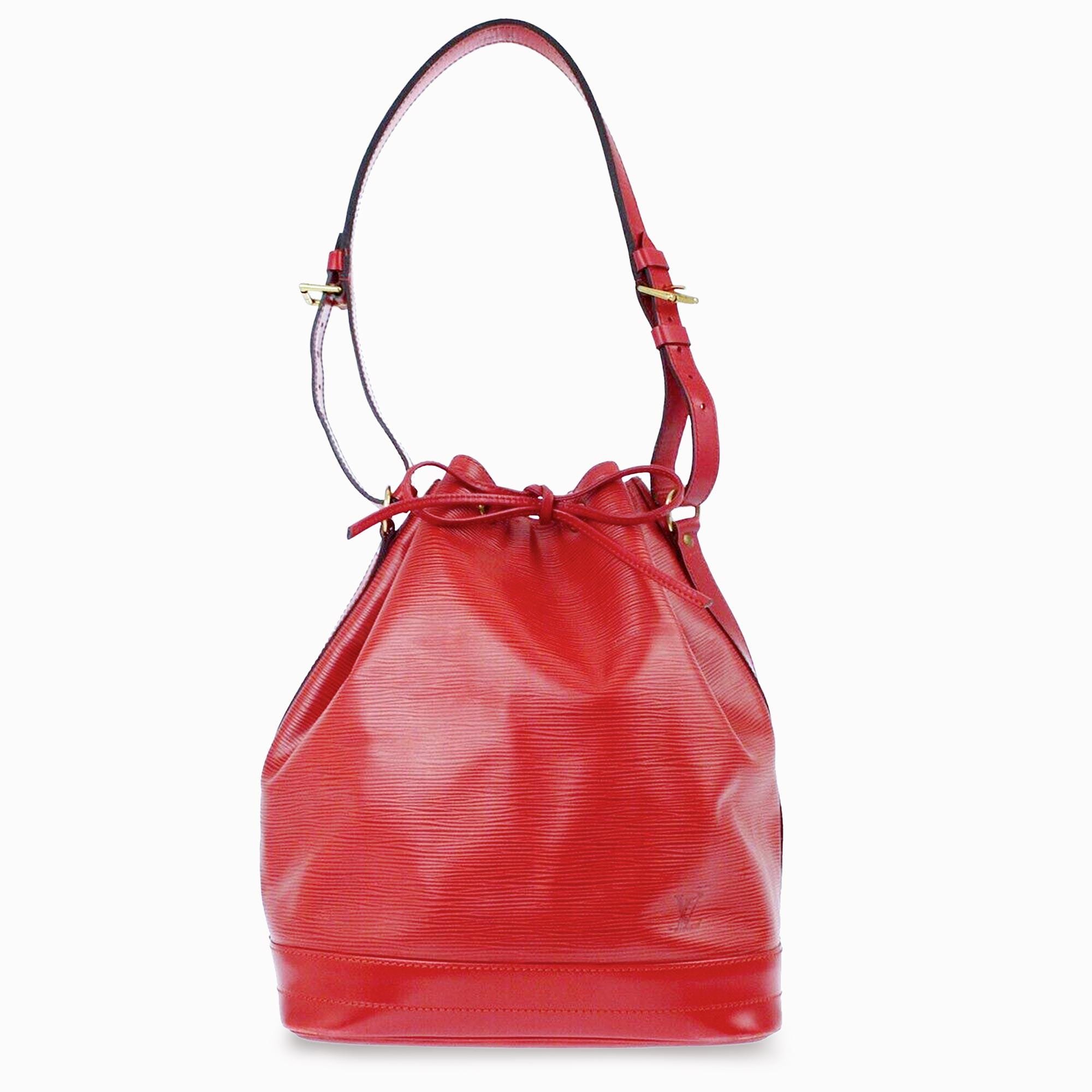Authentic LOUIS VUITTON Noe Large Drawstring Bucket Bag - Red Epi