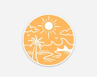 California Beach Stickers | Matte Waterproof Vinyl Decals | Santa Monica Sunshine Beach Coastal Stickers | For Laptops, Cars, Water Bottles