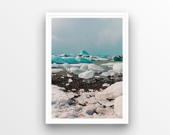 Island-Gletscher-Kunstdruck | Digital druckbare Download | Landschaft Wand Kunst Dekor | Gletscher Wildnis Landschaft Druck | Reisefotografie