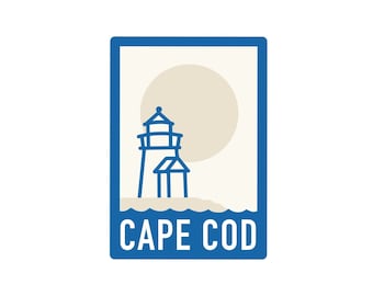 Cape Cod Stickers | Dennis, Massachusetts | Noordoost | Atlantische Oceaan | Geïllustreerde vinylstickers | Voor laptops, autobumpers, waterflessen