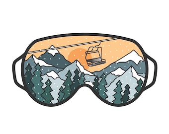 Naklejki na gogle narciarskie | Scena narciarska i snowboardowa | Wodoodporne naklejki winylowe | Góry Skaliste, Kanada | Na laptopy, samochody, butelki na wodę