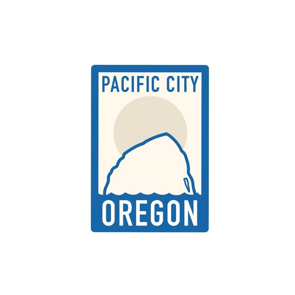 Pacific City Stickers | Oregon Coast, Pacific Northwest | Cape Kiwanda | Illustrated Vinyl Decals | For Laptops, Car Bumpers, Water Bottles