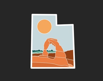 Utah State Sticker | Arches National Park Sticker | Southwest Stickers | Matte Waterproof Illustrated Vinyl Decals | For Laptops, Cars