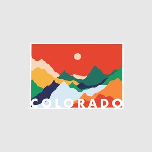 Bunte Colorado State Stickers | Rocky Mountain Stickers | Illustrierte Matte Wasserfeste Vinyl Aufkleber | Für Laptops, Autos, Wasserflaschen
