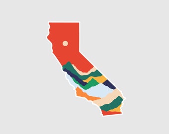 California State Stickers | Socal Norcal Mountain Stickers | Illustrated Matte Waterproof Vinyl Decals | For Laptops, Cars, Water Bottles