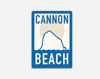 Cannon Beach Stickers | Oregon Coast, Pacific Northwest | Haystack Rock | Illustrated Vinyl Decals | For Laptops, Car Bumpers, Water Bottles