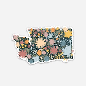 Washington State Floral Stickers | Matte Waterproof Vinyl Decals | Seattle, Pacific Northwest Stickers | For Laptops, Cars, Water Bottles