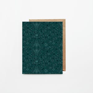 Peacock Green Blumen Grußkarten | Einzeln oder 8er Set | Leeres Interieur mit weißem Umschlag | Flora und Fauna | Blumen Illustration