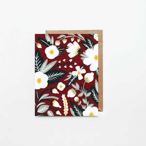 Rote Blumen Grußkarten | Einzeln oder 8er Set | Illustrierte Hand gestaltete Blumenkarten | Innen leer mit weißem Umschlag