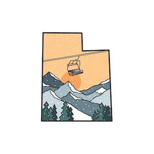 Utah State Stickers | Mountain Outdoors Ski Snowboard Stickers | Waterproof Vinyl Decals | For Laptops, Cars, Helmets