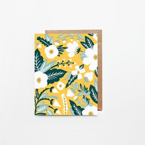 Illustrierte Gelbe Blumen Grußkarten | Einzeln oder 8er Set | Innen leer mit weißem Umschlag