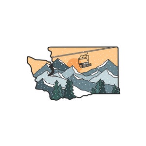 Washington State Stickers | Pacific Northwest Ski Snowboard Mountain Stickers | Wasserfester Vinyl-Aufkleber | Für Laptops, Autos, Helme