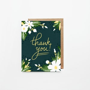 Thank You & ich liebe dich Grußkarten | Einzeln oder 8er Set | Illustrierte Hand gestaltete Blumenkarten | Innen leer mit weißem Umschlag