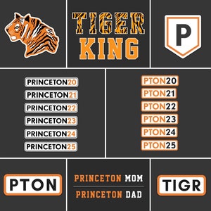 Princeton Stickers | Tiger Mascot | Students Alumni | Waterproof Matte Vinyl Decals | For Laptops, Cars | Princeton High School