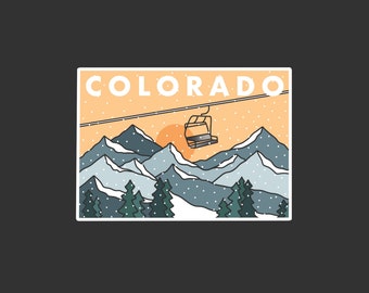 Colorado State Stickers | Snow Rocky Mountain Ski Snowboard Stickers | Waterproof Vinyl Decals | For Laptops, Cars, Water Bottles