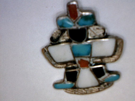 Zuni Vintage Knifewing Pin, Signed Rex - image 3